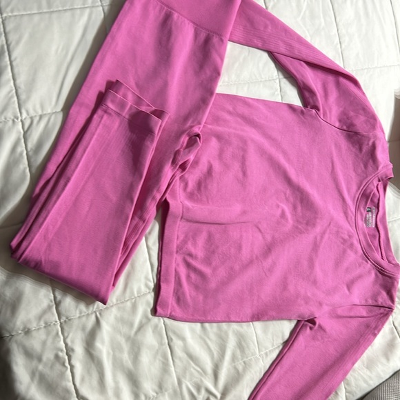 PLT Bright Pink Basic Detail Seamless High Waist Gym Leggings & Top - Picture 9 of 11